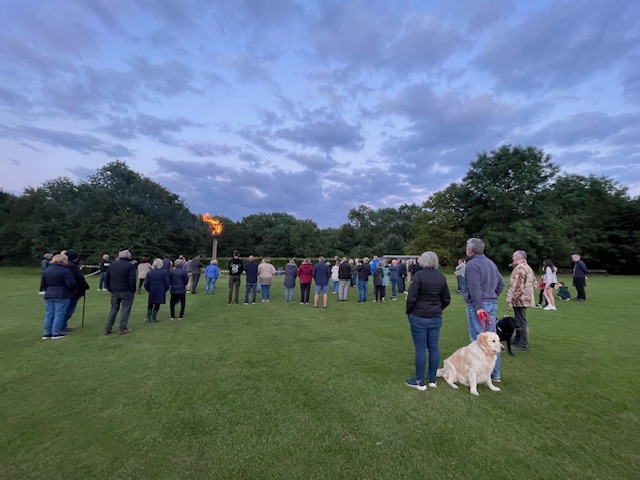 Crowd gathered to watch beacon being lit